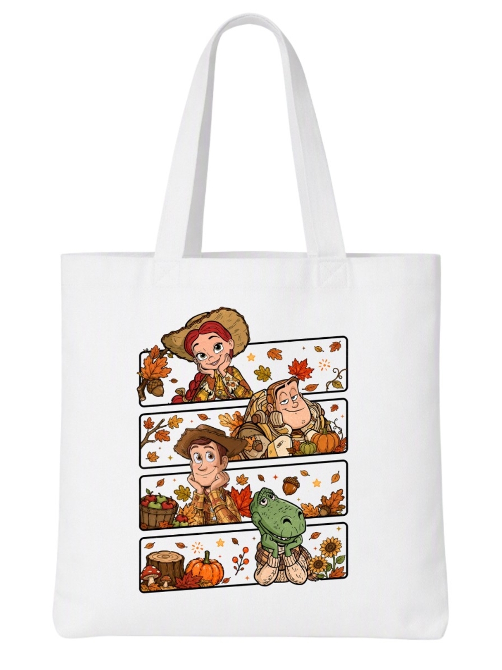 Fall Disney Characters White Tote Bag - Cute Autumn Design